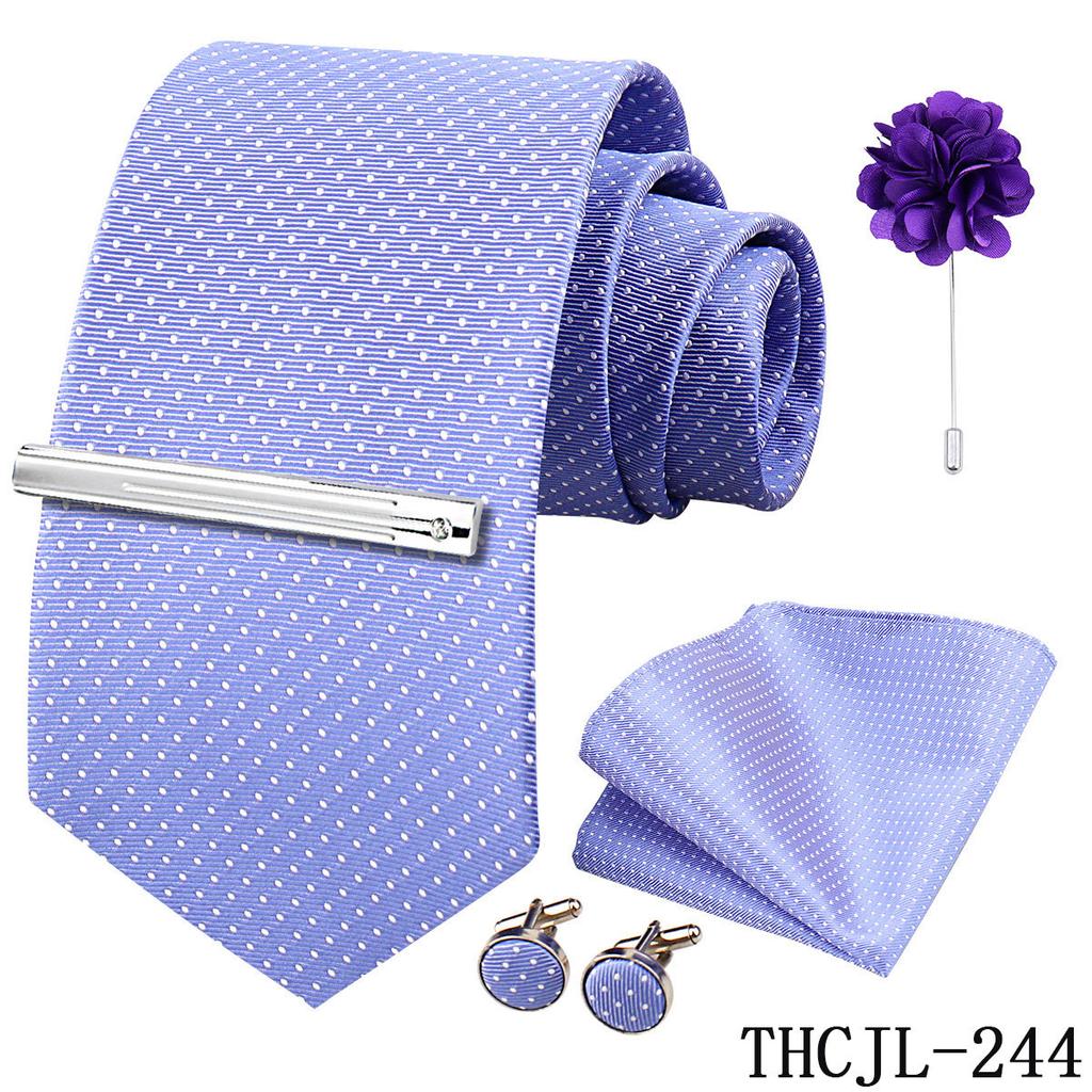 Men'S Business Dress Tie 5-Piece Groom Best Man Dress Accessories Gaowei Dense Jacquard Tie Worker