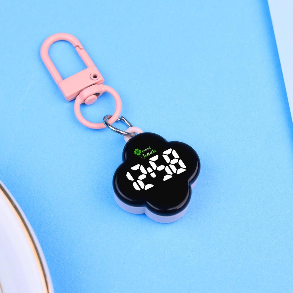 In-Stock Four-Leaf Clover Keychain Watch: Children's Backpack Pendant & Student Exam Time-Telling Electronic Watch