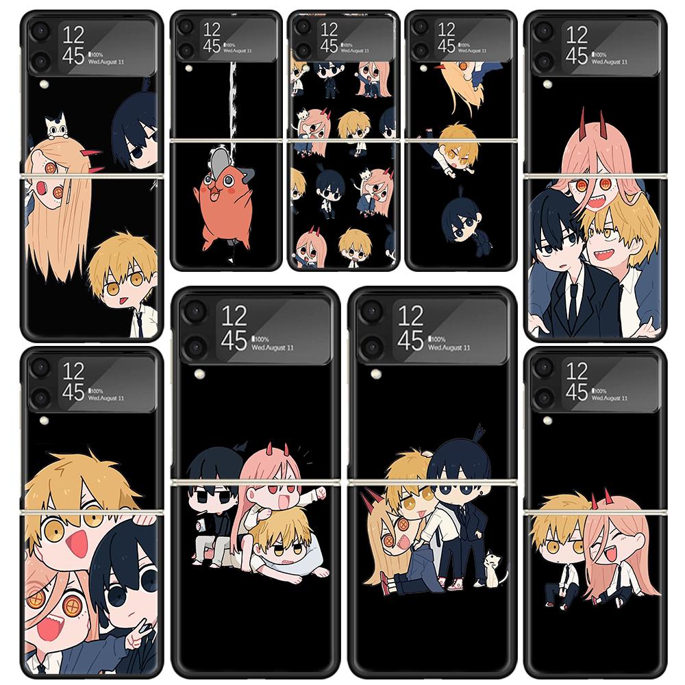 Chainsaw Cartoon Clear Phone Case For Samsung Z Flip 7 6 5 4 3 Galaxy ZFlip7 ZFlip6 ZFlip5 ZFlip4 ZFlip3 5G Print Cover Coque Z