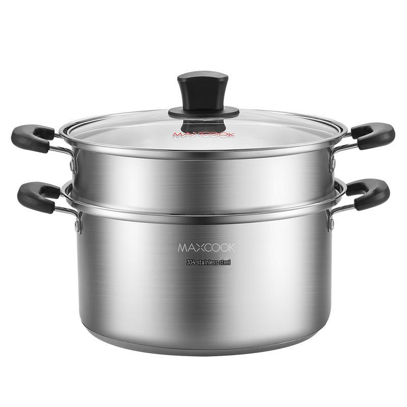 MAXCOOK 304 Stainless Steel 2-Layer Steamer & Soup Pot