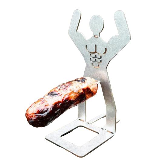 1/4Pcs Stainless Steel Sausage Stand Portable Reusable Standing Man Hot Dog Holder Outdoor Camping Barbecue Grill Accessories