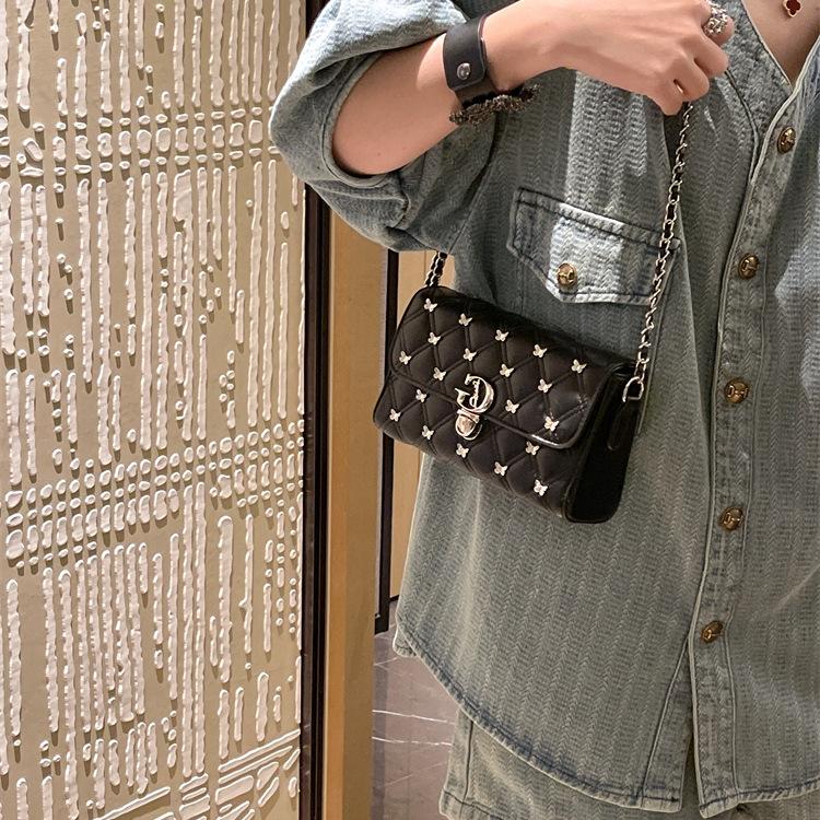 Light Luxury Niche Design Butterfly Chain Bag, Women's New Small Square Bag, Fashionable and Versatile Single Shoulder Crossbody Bag