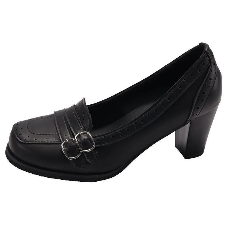 Women Loafer Fashion Shallow Slip Vintage Female Elegant Thick Heel Mary Jane Shoes Ladies Dress Pumps