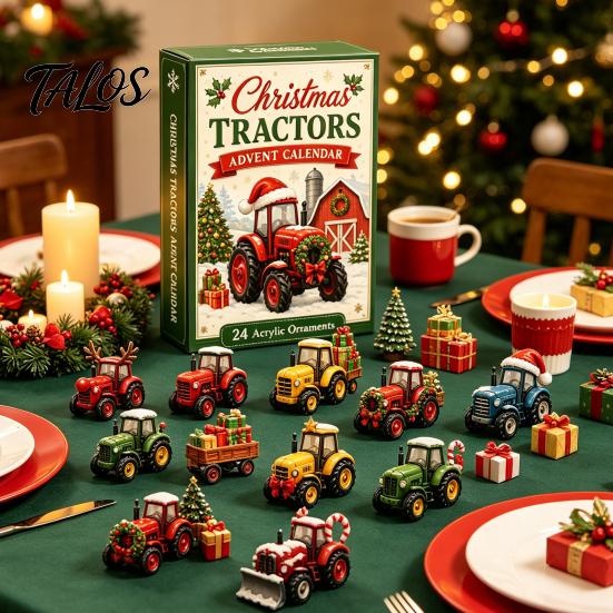 Acrylic Festive Decoration Transportation Vehicles Advent Calendar 2026 for Kids, 24 Day Christmas Countdown Set Eve Surprise with Collectible