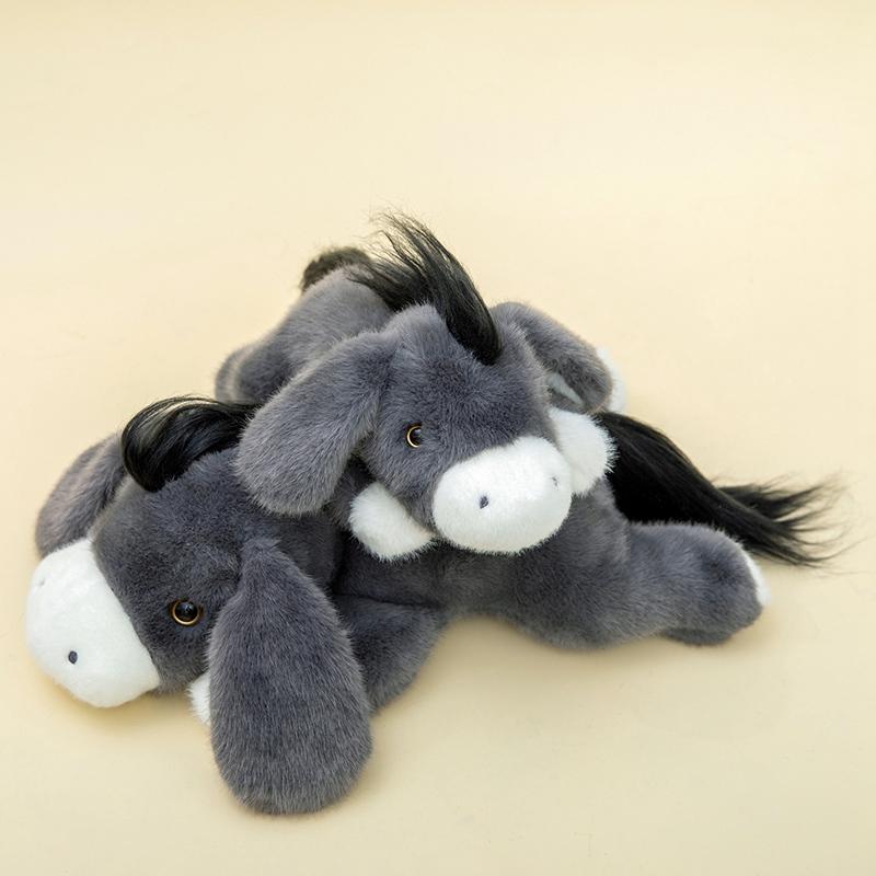Lazy Lying Down Gray Donkey Plush Toy Soft Fluffy Cartoon Baby Donkey Pillow Cute Stuffed Animal Plushie For Girl Boy