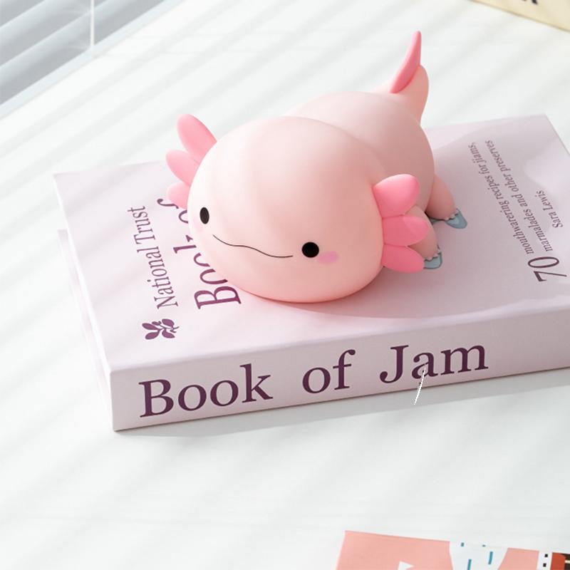 Cute Axolotl Triceratops Night Light Dimmable Nursery Nightlight Kawaii Lamp Soft Silicone Rechargeable For Kid Room Decor Gift