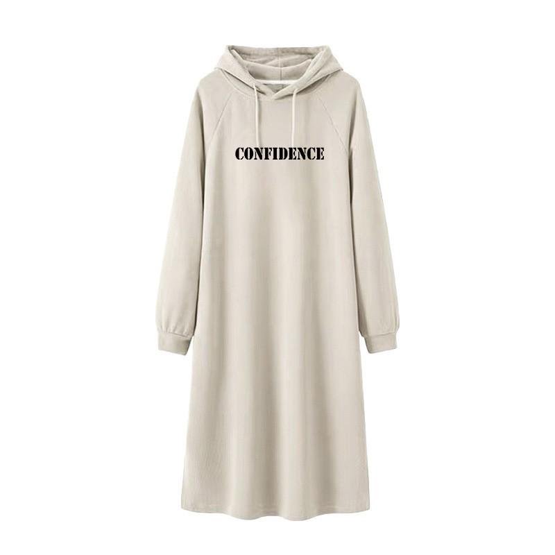 Maternity Plush Hoodie Dress - Cozy Autumn/Winter Mid-Length for Expecting Moms XL