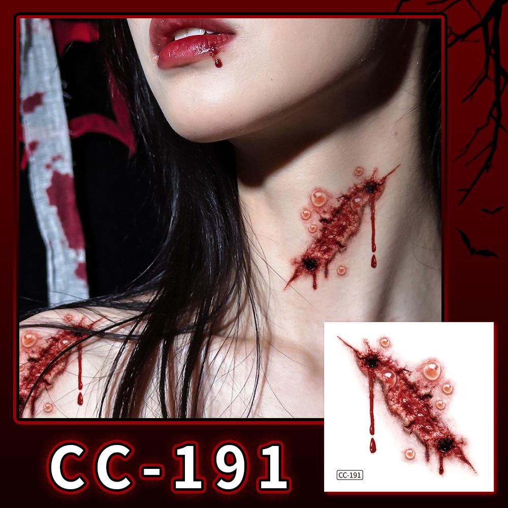 Nuovi Tatuaggi Impermeabili di Halloween Horror Cicatrice Faccia - Adesivi Trucco Opachi per Feste Festival