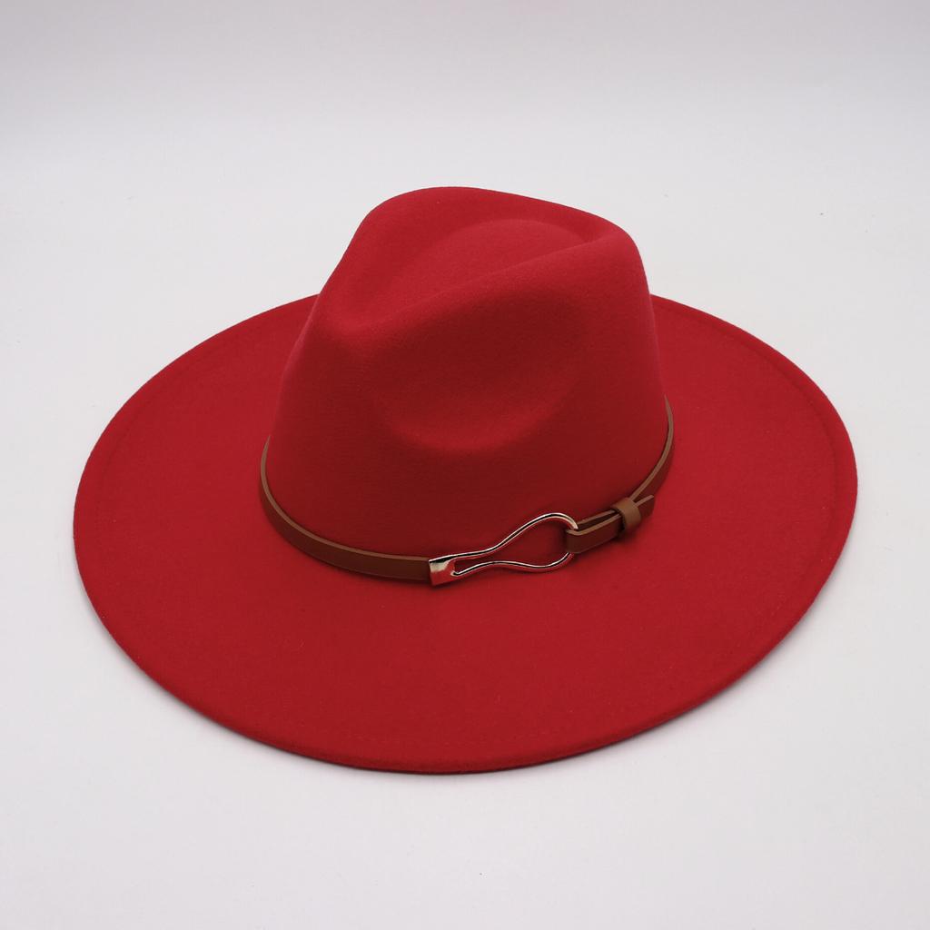 .Cm top hat foreign style jazz hat retro felt hat temperament British style belt buckle woolen hat