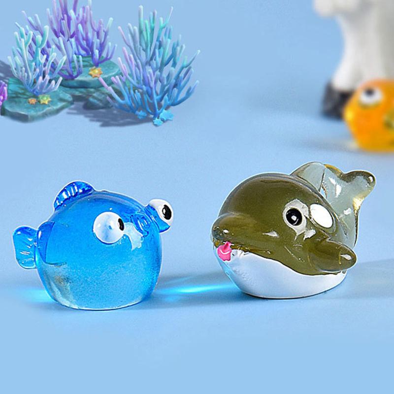 Miniaturas de animales marinos de resina luminosa en la oscuridad, adorno en miniatura para pecera, jardín, casa de muñecas, accesorios