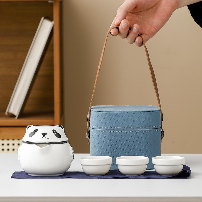 Portable Panda Kuaike, a Pot of Three Cups of Travel Tea Set, a Small Set of Creative Business Gifts