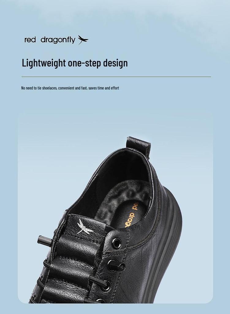 Red Dragonfly Men's Waterproof Leather Slip-On Casual Shoes - Spring/Autumn