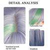 Y2K Synthetic Lolita Cosplay Wig Green Blue Hair for Cosplay Party Long Straight Wigs for Women Blue Green Highlight Dyed Bangs