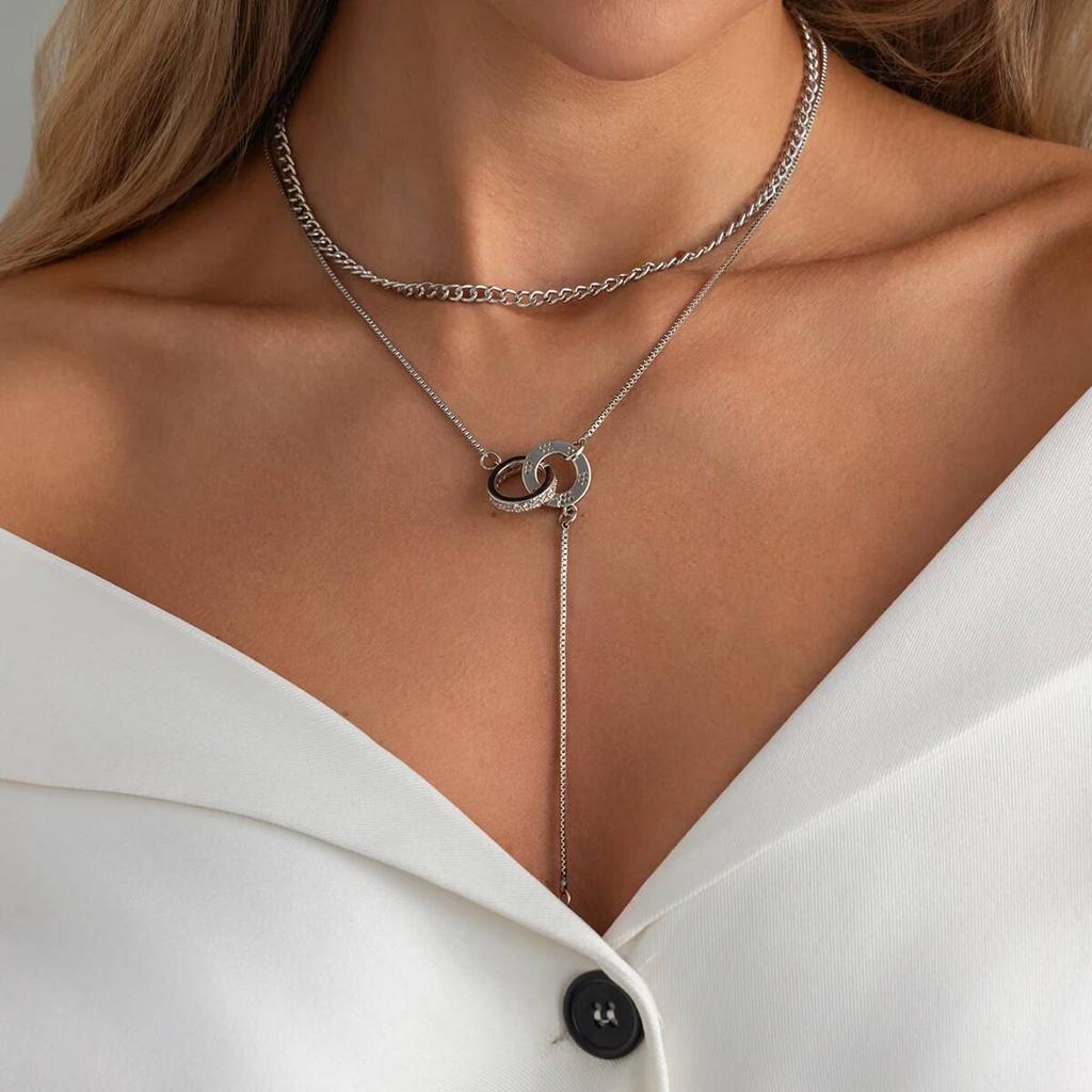 IngeSight.Z Retro Double Round Charm Layered Necklace for Women Creative Bohemian Pendant Neck Accessories Fashion Jewelry 2026