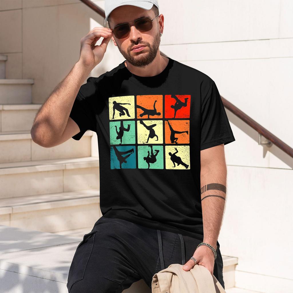 Funny Break Dancing B Poses Retro Vintage Hip Hop T Shirts Unisex Streetwear Tee Shirt Short Sleeve Unisex Loose Clothing New