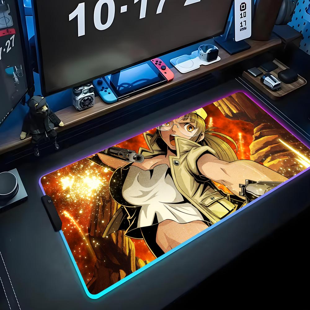 Metal Slug Mouse Pad RGB Gaming Mousepad Big LED Pad PC Desk Mat Luminous Mouse Pad Large Keyboard Mats Table Rug With Backlit