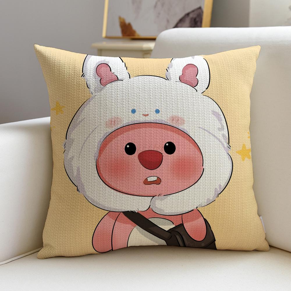 Silly LloopyS Cushion Cover Breathable and skinfriendly linen pillowcase square removable and washable cushion