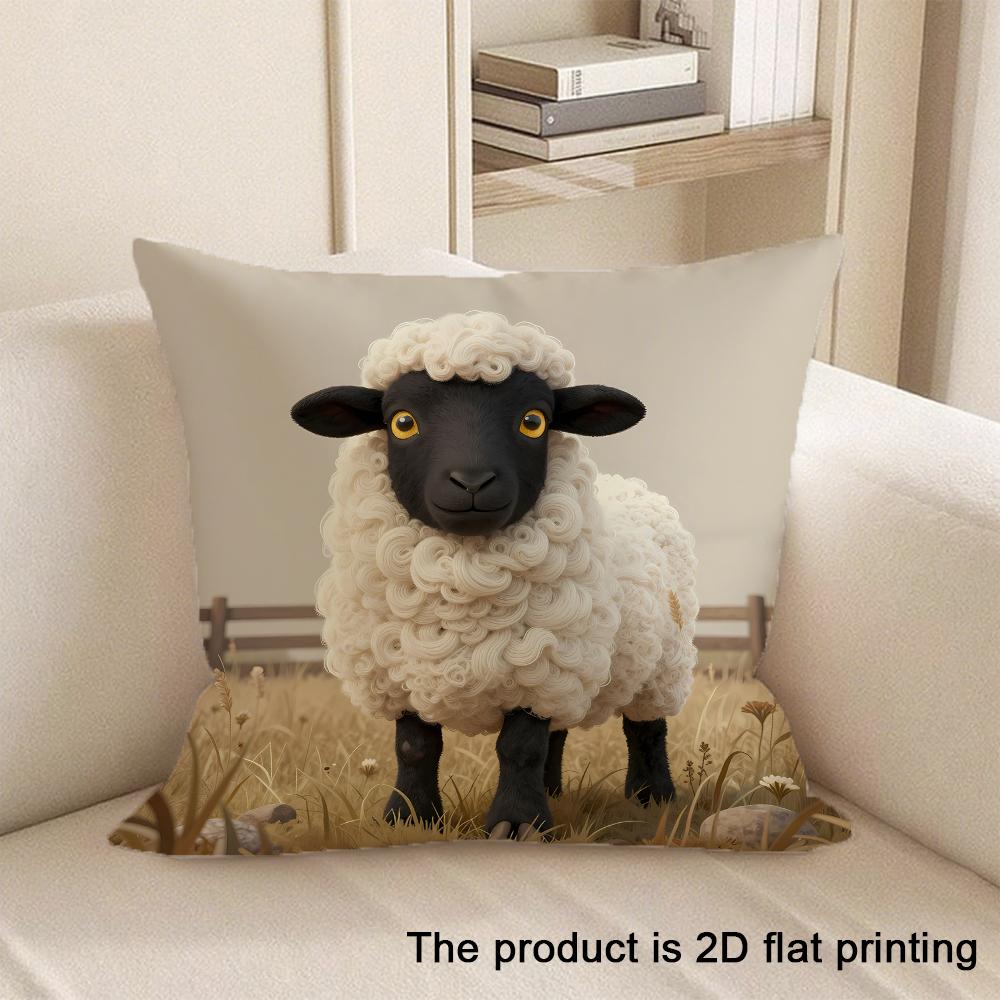 1pc Adorable Pet Themed 2D Flat Printed Pillowcases Sofa cushion cover home bedroom room decoration