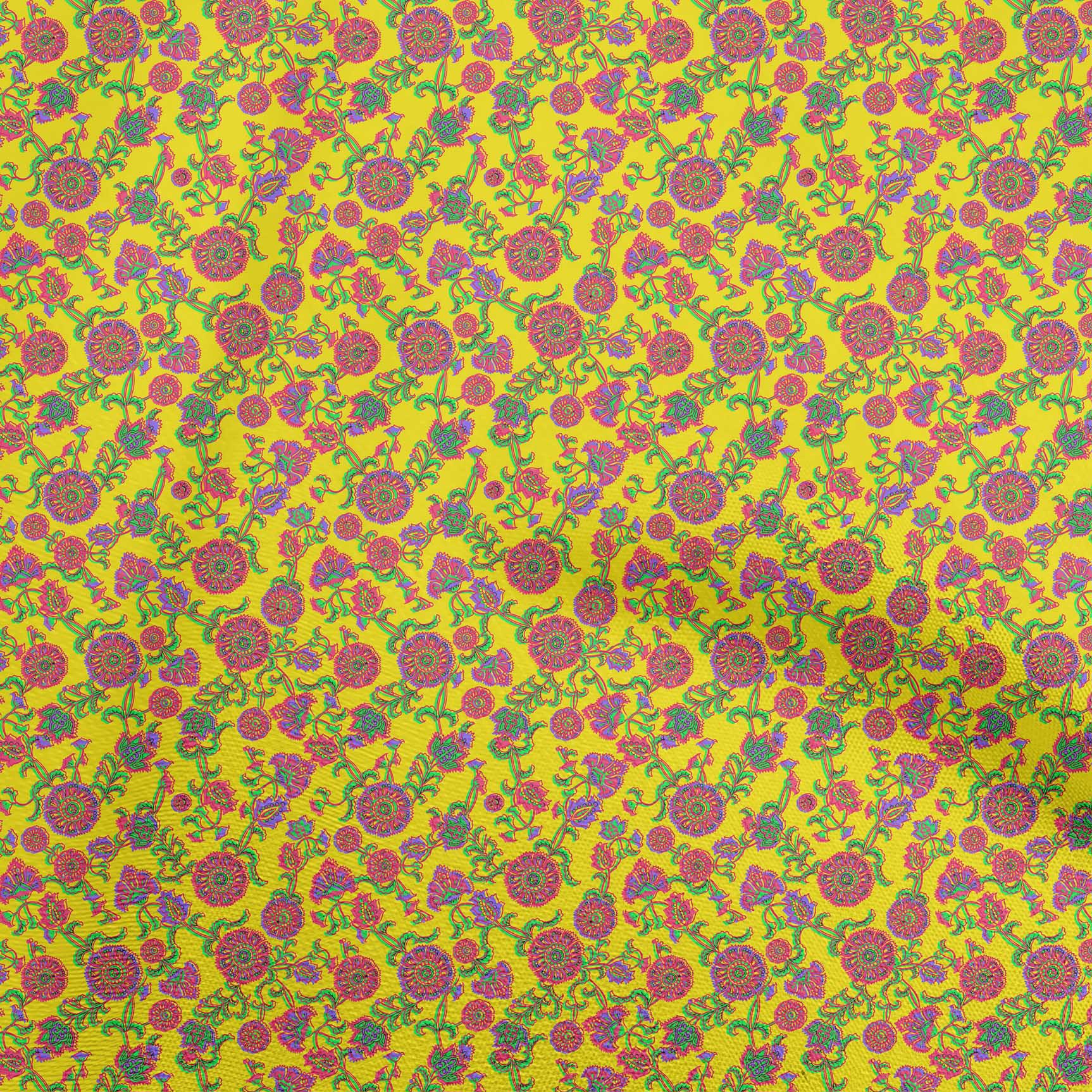 

oneOone Cotton Poplin Magenta Fabric Kalamkari Craft Projects Decor Fabric Printed By The Yard 42 Inch 42 Inch Wide - Viscose Chiffon жовтий