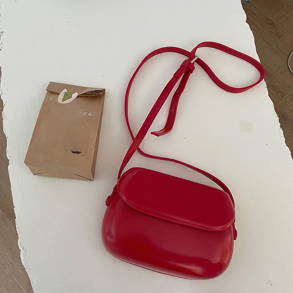 Spring Summer Vintage Red Mini Bags For Women Chic New Korean Solid Color Crossbody Bags Ladies PU Leather Card Pack Wallet