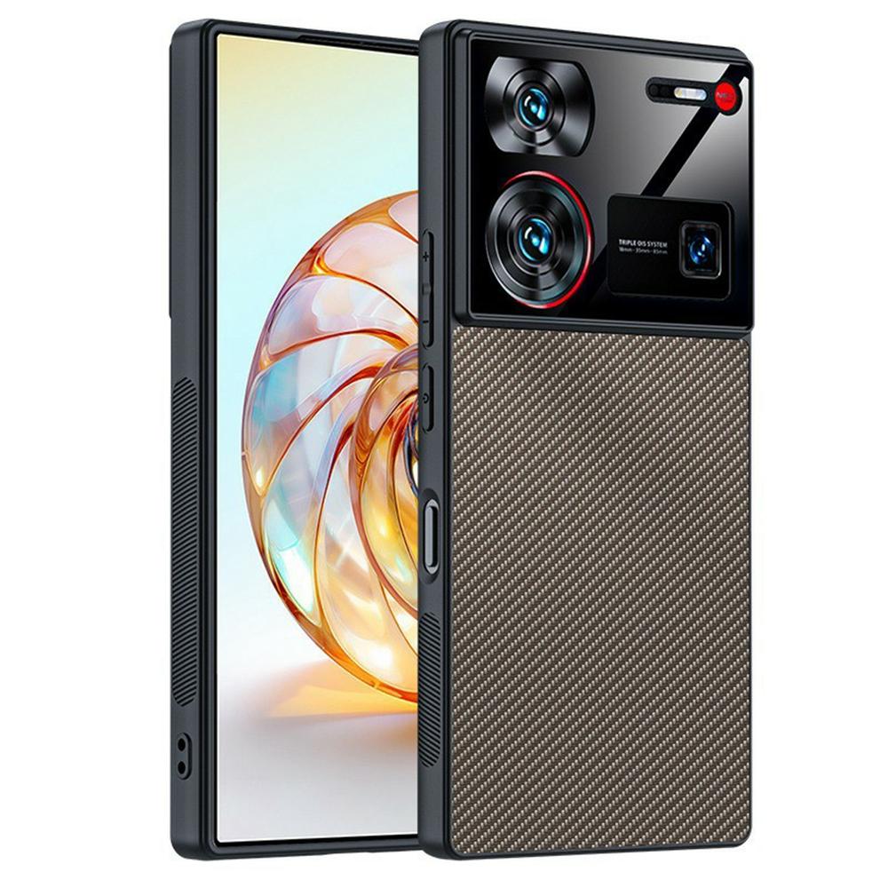 

For ZTE nubia Z60 Ultra Case Leather+PC Hard Phone Cover Carbon Fiber Texture Carbon Fiber/Gold
