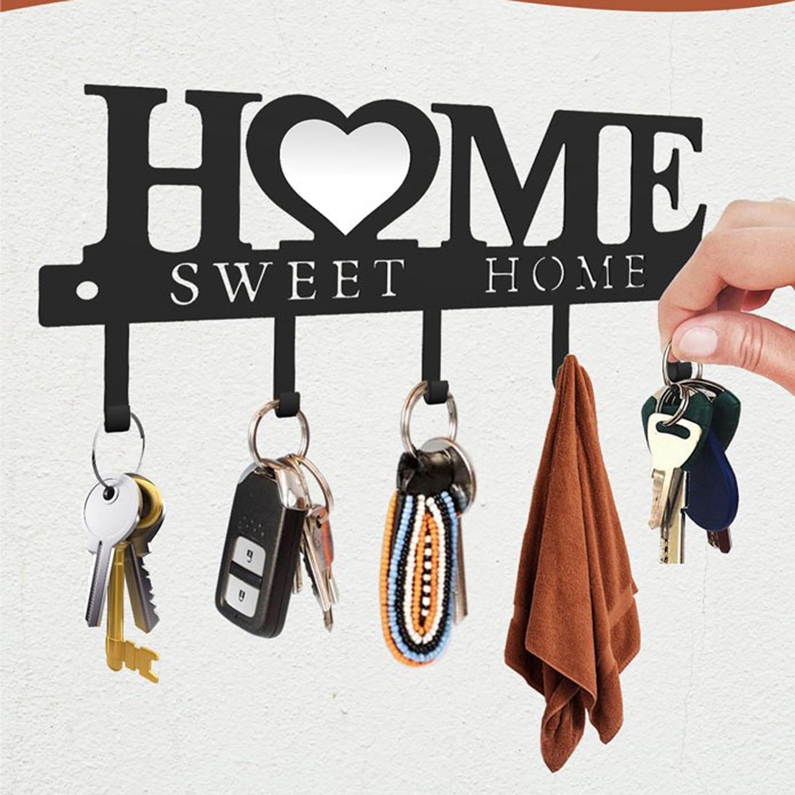 

Key Holder Wall Stylish Metal Key Holder Wall: Mounted Adhesive Hanger and Organizer for All Your Wall Hooks One Size чёрный