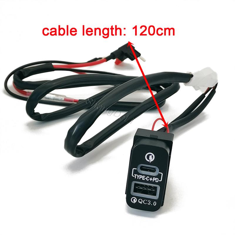Car Red Light Dual USB TYPE-C PD Charger Adapter Phone Charger For Mitsubishi Outlander Lancer Pajero V73 V93 V97 Accessories
