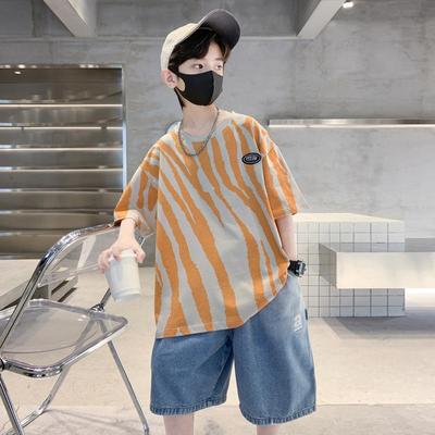 Modny casualowy zestaw dla dzieci 2025 Lato Chłopcy Cienki Przystojny Krótkie rękawy T-shirt Zestaw