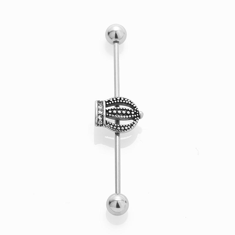 YW New Factory Industrial Cartilage Earring 37MM Ball Industrial Barbell Double Hole Body Piercing Jewelry for Women Man