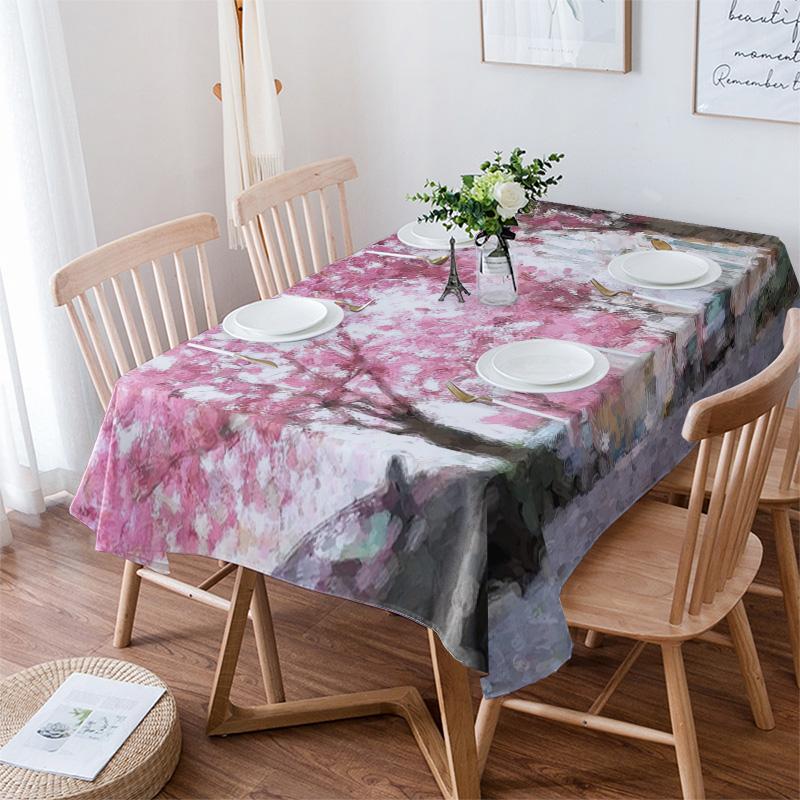 Small Fresh Plum Blossom Print Home Rectangular Tablecloths for Table Party Decoration Waterproof Anti-stain Nappe De Table