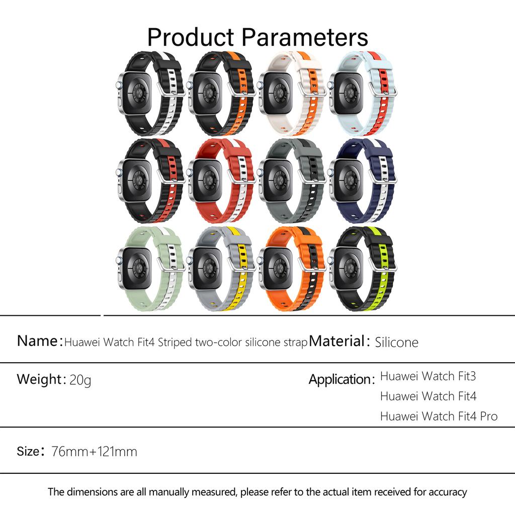 KALEBOL Silikonband für Huawei Watch Fit 4 Pro/Fit 4/Fit 3 Zweifarbiges Ersatz-Uhrenarmband