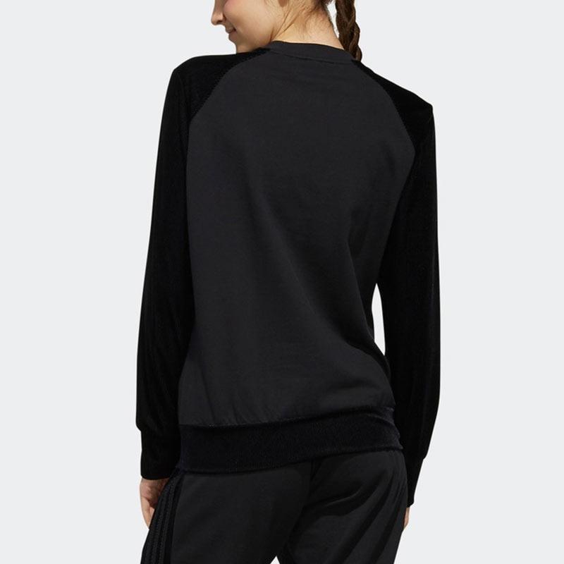 adidas Neo Logo Print Color Block Raglan Sleeve Round Neck Casual Vintage Sweatshirt Women Sweatshirt Black EI4274