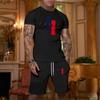 Men's Casual Loose Fit Short Sleeve T Shirt and Shorts Set with Printed Design Lightweight Breathable Summer Outfit for Large Sizes