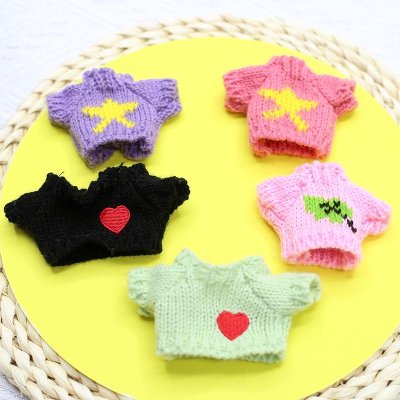 12cm Puppendekoration Teddybär Ankleidekleidung Plüschtierzubehör Bärenpuppenpullover Halskette