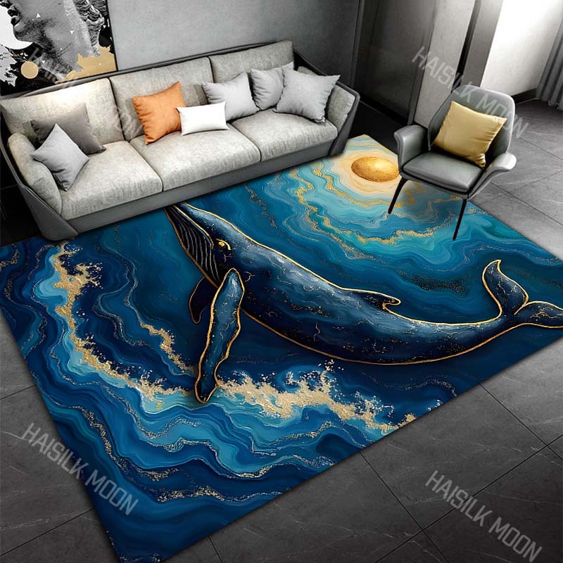 

Whale swimming in cosmic ocean Print Carpet Rug for Living Room Bedroom Sofa Doormat Home Decor Non-slip Floor Mat 40x60cm
