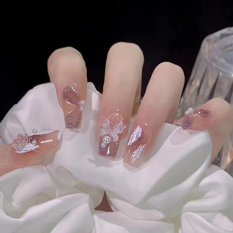 24pcs Detachable Ballerina False Nails Wearable Fake Nails Full Cover Long Nail Tips Manicure Tool Press On Nails