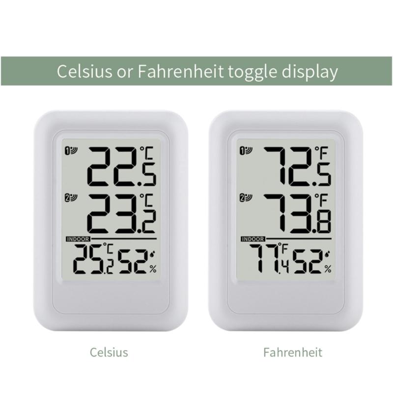 Digital Thermometers with Indoor Outdoor Temperature Wireless Display Digital Hygrometer Thermometers with 2 Remote Sensors
