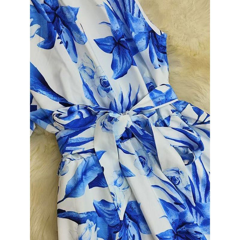 Fashion Wind New Arrival Print Sleeveless Halter Dress Printed Sleeveless Lace up Dress