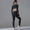 Yoga Clothing Trend Sports Gathering Long Sleeved Solid Color Slim Fit Elastic Fitness Clothing Running Training Sports Suit