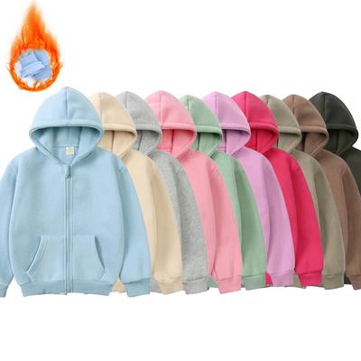 Kids Winter Outerwear Fleece Warm Thick Zipper Hoodies for Boys Casual Sport Girl Tops Clothes 2-12 Years Teen School Sweatshirt