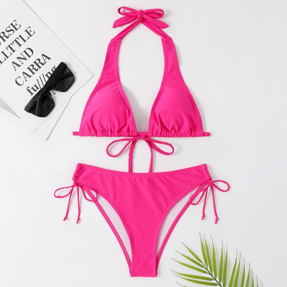 

Swimwear Strap-on Bikini Euro-American Sexy Swimsuit Beach Vacation Bikini XL рожевий червоний колір