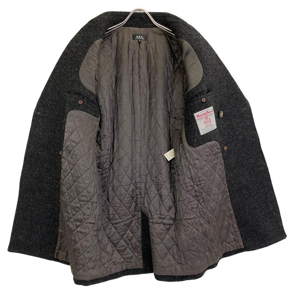 A.P.C. Charcoal Harris Tweet Double Coat coat XS grayUsed