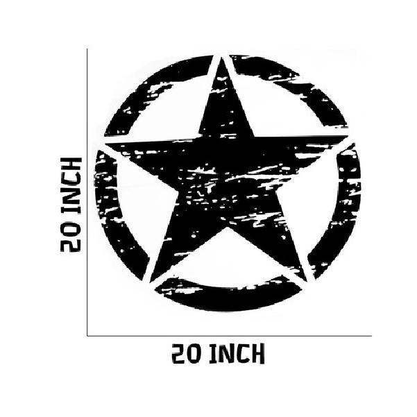 20” Car Decal Hood Auto Five-Pointed Star Graphics Body Sticker Black Decoration