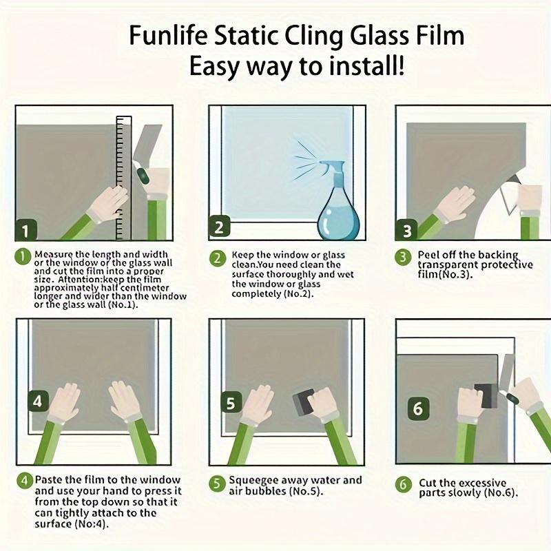 Self-adhesive PVC Static Cling Window Film Suitable for Bathroom and Shower Windows, Transparent or Opaque Window Film for Living Room Home Decoration