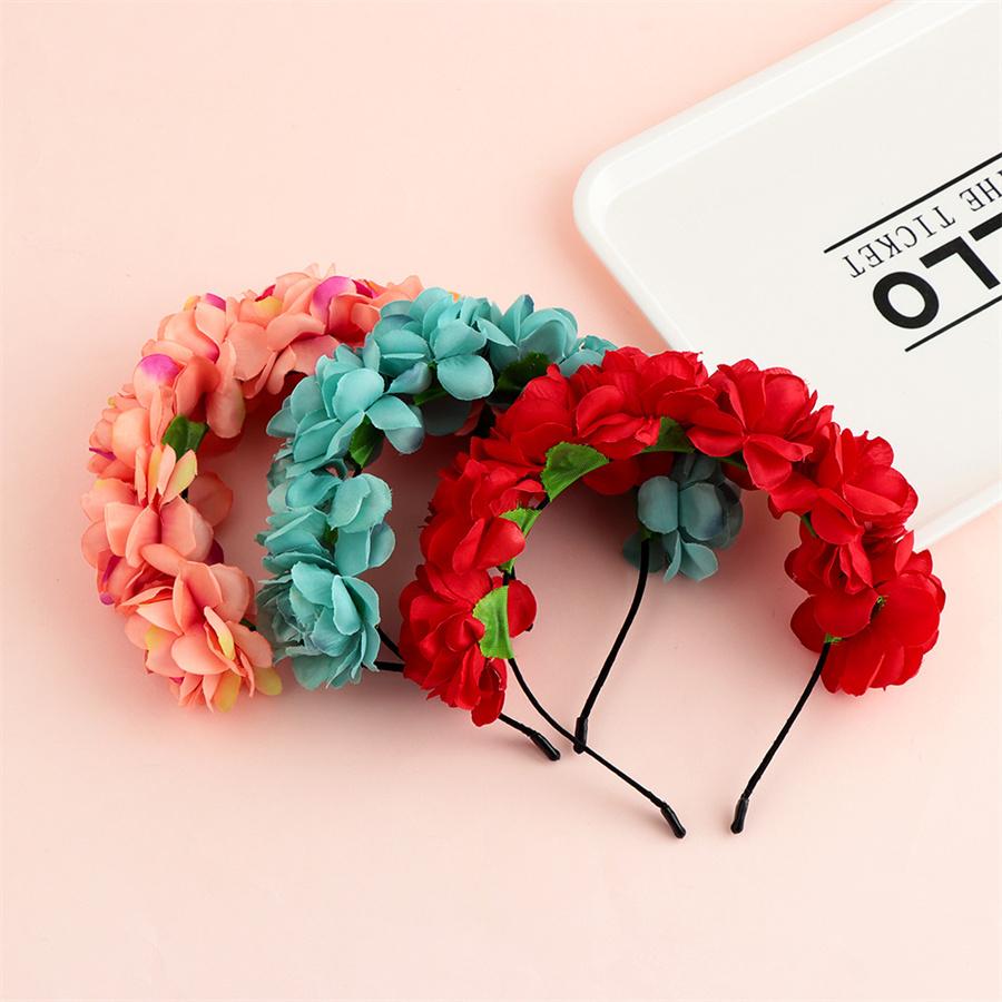 New Bridal Rose Flower Crown Headband Wedding Headpiece Hair Band for Women Artificial Wreaths Garland Bridesmaid Hair Hoop Gift