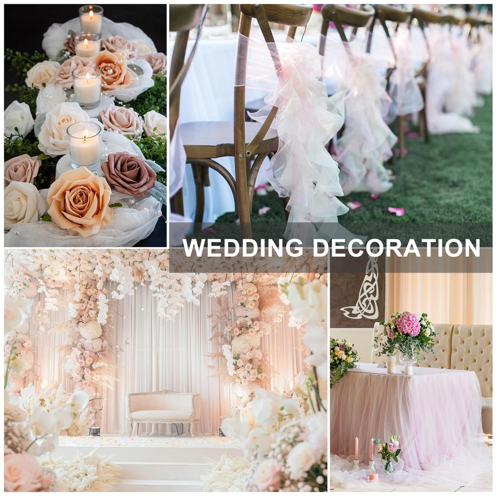 PATIKIL Tulle Fabric x 40 Fabric Tulle Ribbon Net DIY Wedding Party Pom Pom Table Gift Pink Roll, 54" Yards, Spool, Bolt, Crafts, Decorations, Skirt,