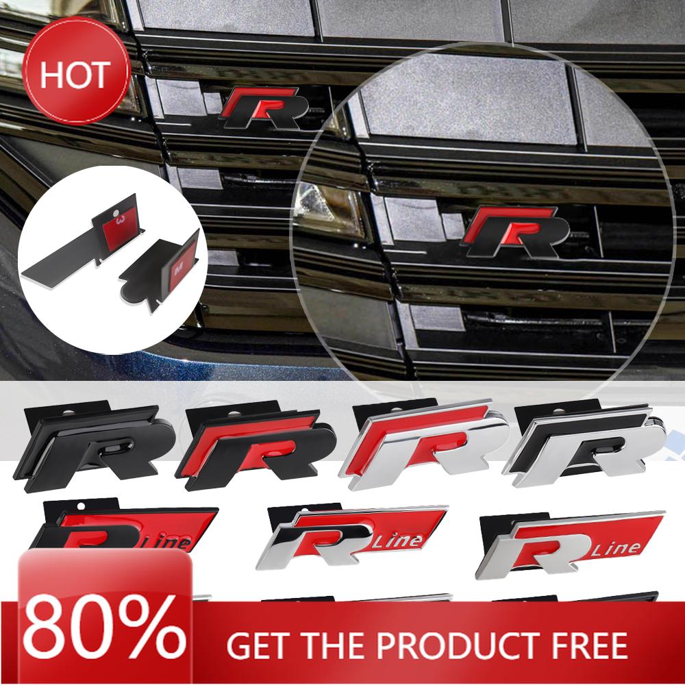 YJR5 2025 Hot 3D Metal Car Front Grille R RLINE Emblem Badge Sticker for Volkswagen VW K5 MK6 MK7 Logo Decoration Decal Motion Jetta