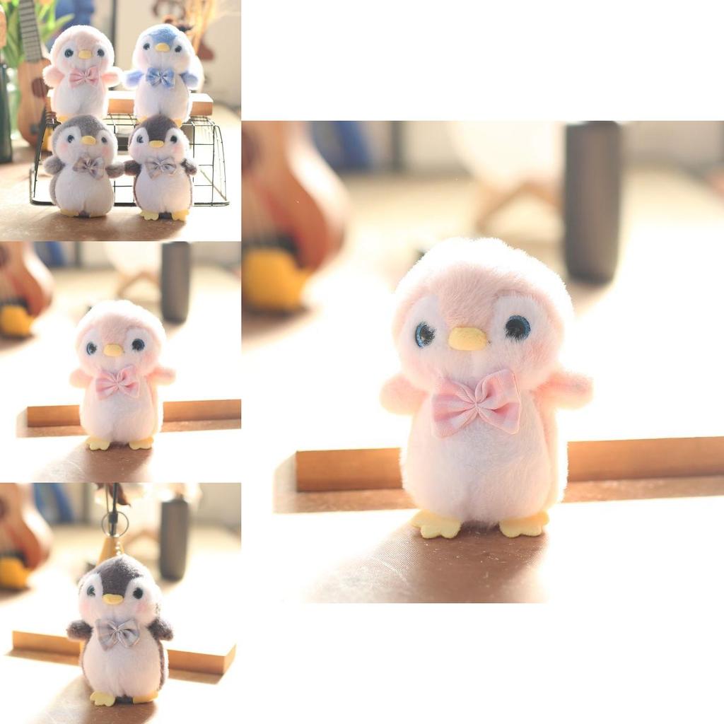 Penguin Plush Toy Keychain Backpack Charm Soft Rabbit Fur Stuffed Animal 14cm Gift For Kids