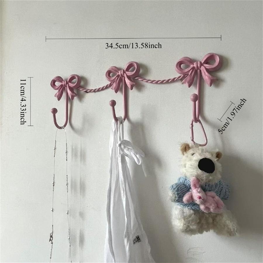 Cute Bow Wall Metal Hooks for Clothes Hats Bag Door Hook Hanger Wall Hanging Retro Clothe Hook