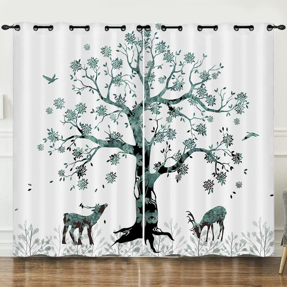 Curtain Animation Cartoon Deer Dream Deer Digital Printing Blackout Curtain Punching